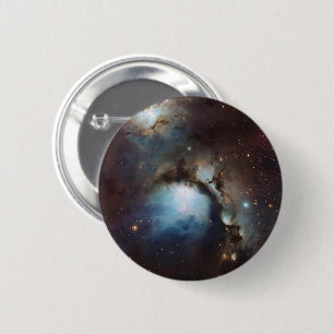 Badge Rond 5 Cm Nébuleuse Orion Astronomie bleu marron beige ciel 