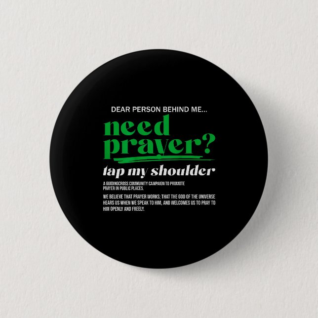 Badge Rond 5 Cm Need Prayer Tap My Shoulder Christian Men Women (o (Devant)
