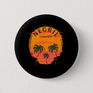 Badge Rond 5 Cm Negril Jamaïque Palmiers Coucher de soleil Crâne P