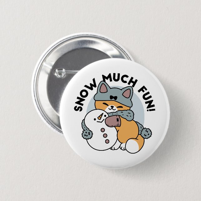 Badge Rond 5 Cm Neige beaucoup amusant Chat hiver vacances Design (Devant & derrière)