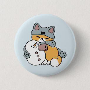 Badge Rond 5 Cm Neige beaucoup amusant Chat hiver vacances Design