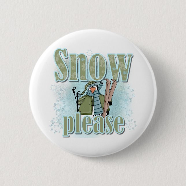 Badge Rond 5 Cm Neige de ski de Pengin svp (Devant)