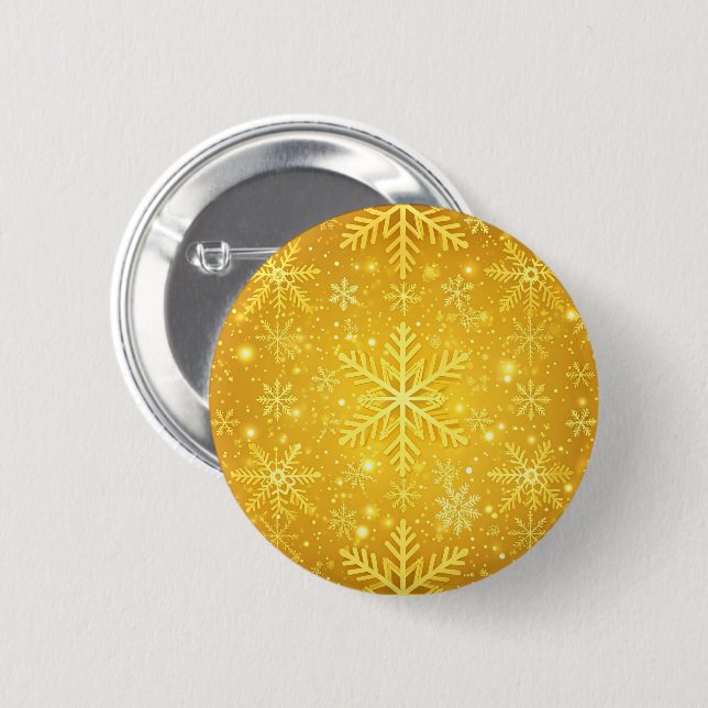 Badge Rond 5 Cm Neige dorée (Devant & derrière)