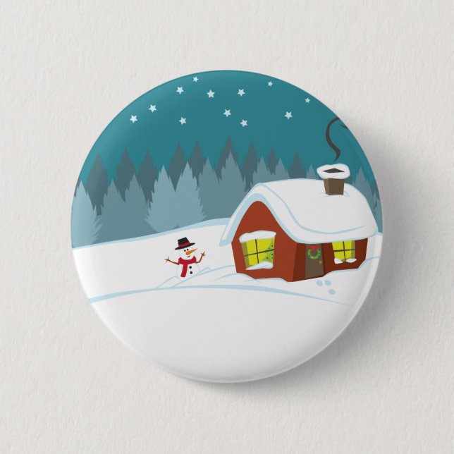 Badge Rond 5 Cm Neige hivernale (Devant)