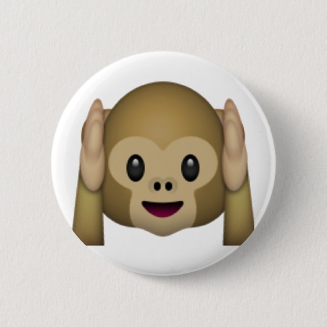 Badge Rond 5 Cm N'entendez aucun singe malin - Emoji (Devant)