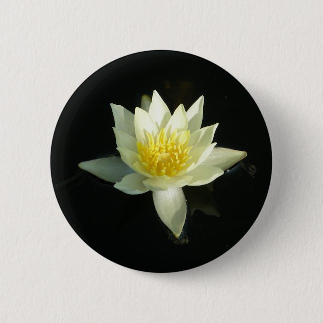Badge Rond 5 Cm Nénuphar blanc/Lotus (Devant)