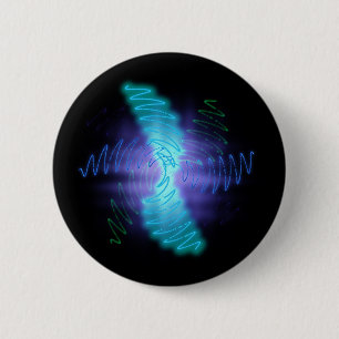 Badge Rond 5 Cm Neon Glowing Sound Waves