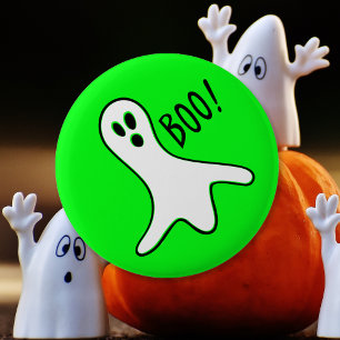 Badge Rond 5 Cm Neon Green Éffrayant Boo Ghost Kids Costume d'Hall