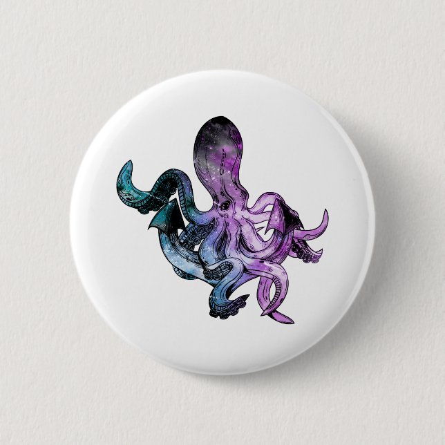 Badge Rond 5 Cm néon octopique (Devant)
