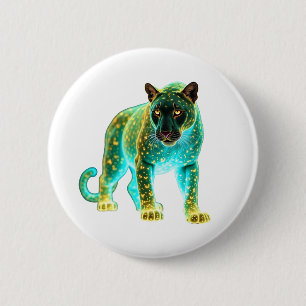 Badge Rond 5 Cm Neon Panther : L'art de la faune cosmique