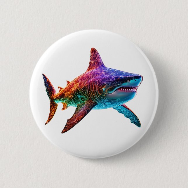 Badge Rond 5 Cm Neon Spectrum Shark (Devant)