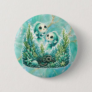Badge Rond 5 Cm Neos Kawaii Zodiaque Poissons
