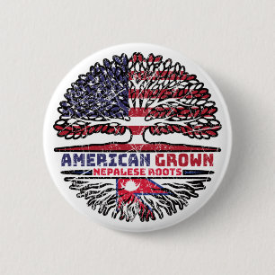 Badge Rond 5 Cm Népalais Népal États-Unis Amérique États-Unis Arbr
