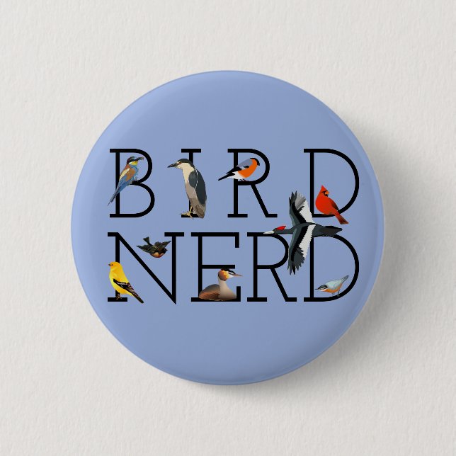 Badge Rond 5 Cm Nerd d'oiseaux (Devant)