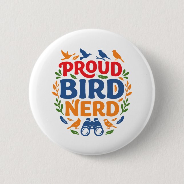 BADGE ROND 5 CM NERD FIER DE L'OISEAU (Devant)