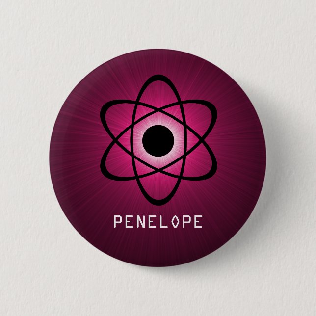 Badge Rond 5 Cm Nerdy Atomic Button, Pink (Devant)