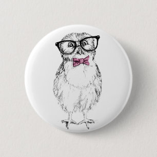Badge Rond 5 Cm Nerdy Owlet dessin petit et    intelligent
