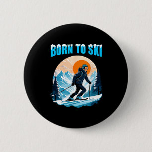 Badge Rond 5 Cm Nés pour skier lunettes de ski drôles montagne hiv