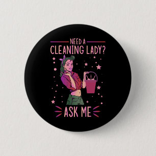 Badge Rond 5 Cm Nettoyage Lady Ménagère Ménagère Entretien Nettoya