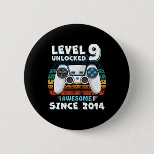 Badge Rond 5 Cm Neuf Ans Anniversaire Fils Garçon Drôle Gamer 9e 9