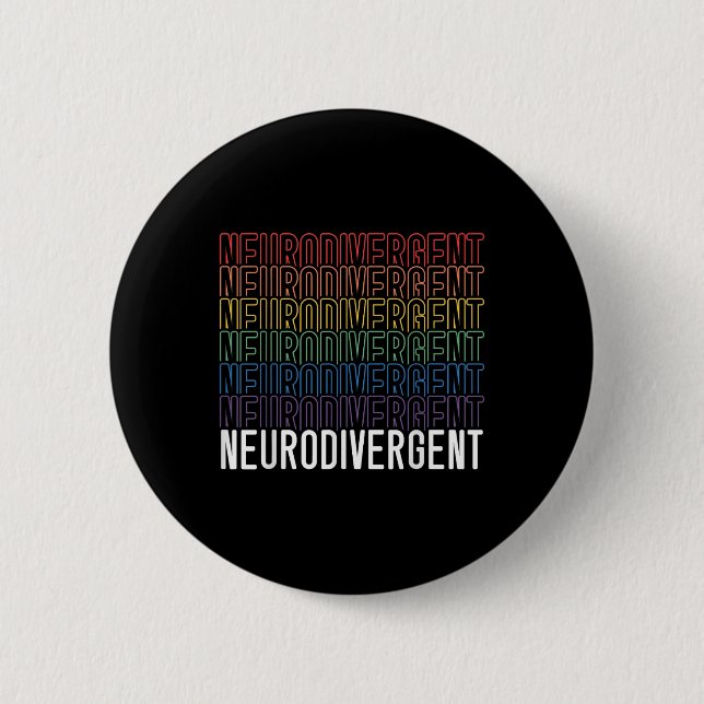 Badge Rond 5 Cm Neurodivergent Neurodiversité Rainbow Adhd Asd (Devant)