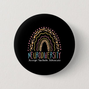 Badge Rond 5 Cm Neurodiversité Arc-en-ciel Accepter Aimer Autisme