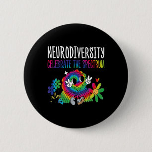 Badge Rond 5 Cm Neurodiversité Cerveau Autisme Sensibilisation Asd