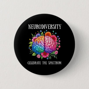 Badge Rond 5 Cm Neurodiversité Cerveau Et Sensibilisation Asd Auti