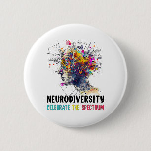 Badge Rond 5 Cm Neurodiversité Sensibilisation sur l'autisme Cerve