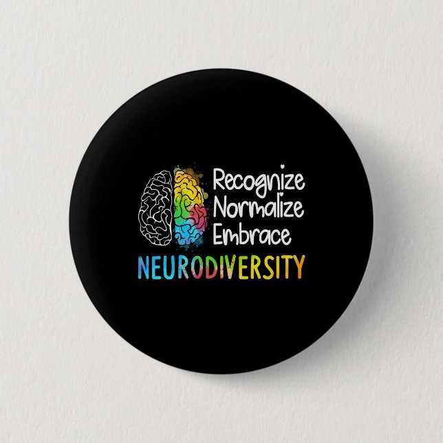 Badge Rond 5 Cm Neurodiversité Spectre Autisme Asd Adhd Rainbow Br (Devant)