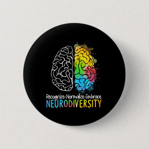 Badge Rond 5 Cm Neurodiversité Spectre Autisme Asd Adhd Rainbow Br