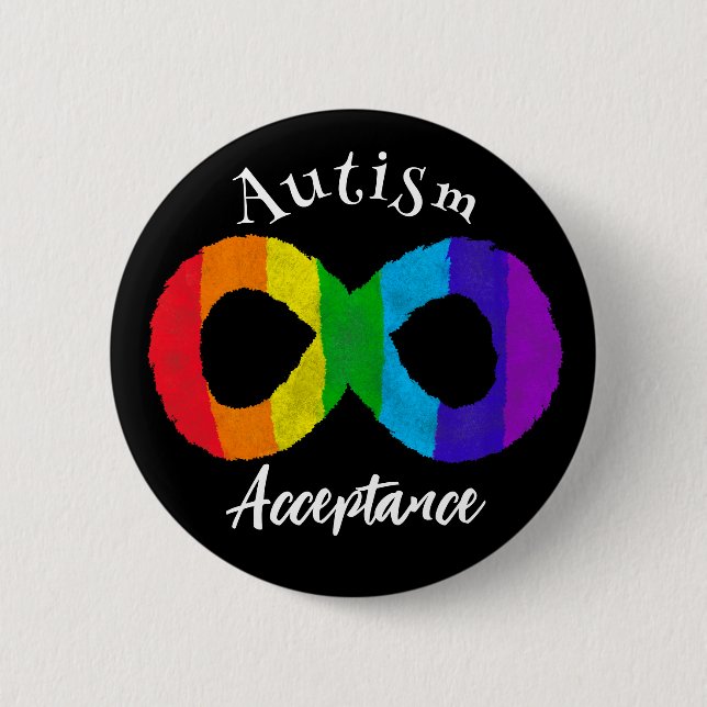 Badge Rond 5 Cm Neurodiversity Autism Acceptance Rainbow (Devant)