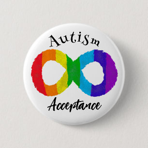 Badge Rond 5 Cm Neurodiversity Autism Acceptance Rainbow Button