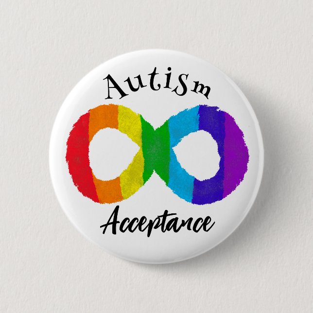 Badge Rond 5 Cm Neurodiversity Autism Acceptance Rainbow Button (Devant)