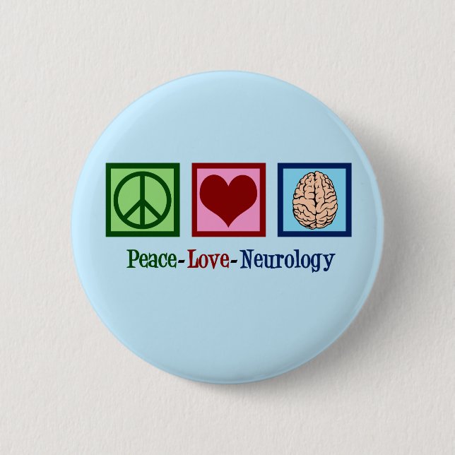 Badge Rond 5 Cm Neurologie Peace Love - Neurologue (Devant)