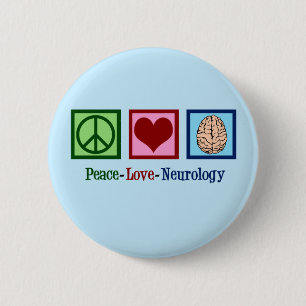 Badge Rond 5 Cm Neurologie Peace Love - Neurologue