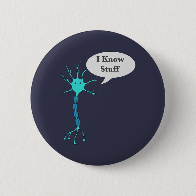 Badge Rond 5 Cm Neurone Je sais des choses (Devant)