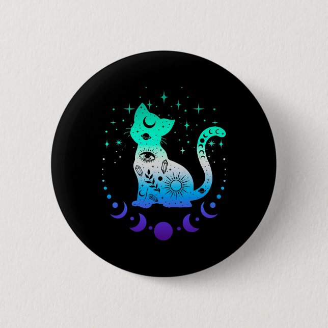Badge Rond 5 Cm New Blue Gay Male Mlm Pride Flag, Astrology Cat  (Devant)