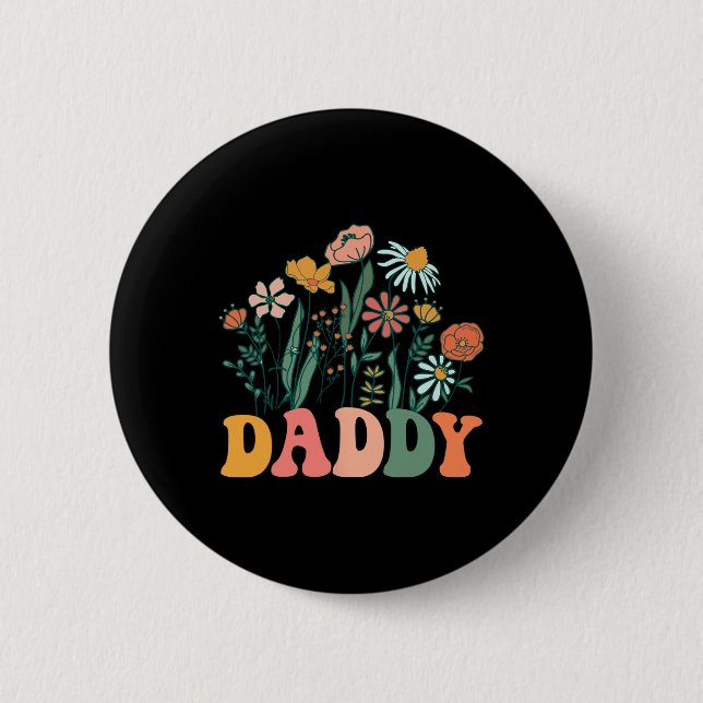 Badge Rond 5 Cm New Daddy Wildflower First Birthday &amp; Baby Sho (Devant)