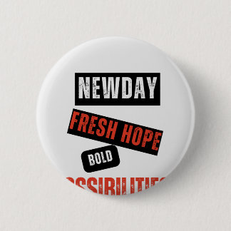 Badge Rond 5 Cm New Day. Fresh Hope. Bold Possibilities. – Inspira