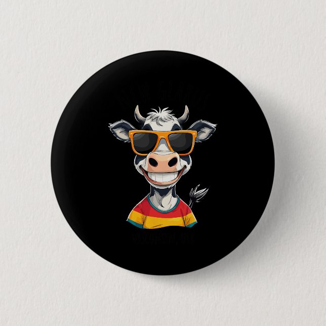 Badge Rond 5 Cm New Glarus Wi Usa Funny Cow Cartoon Design  (Devant)