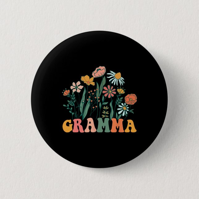 Badge Rond 5 Cm New Gramma Wildflower First Birthday &amp; Baby Sh (Devant)