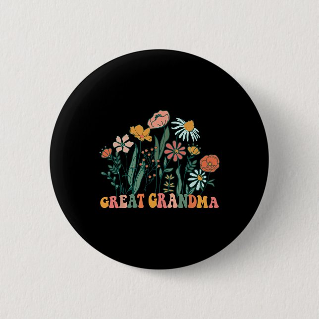 Badge Rond 5 Cm New Great Grandma Wildflower First Birthday &amp;  (Devant)
