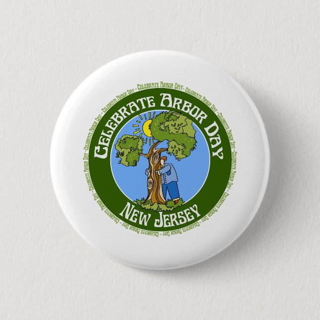 Badge Rond 5 Cm New Jersey de journée de l'arbre (Devant)