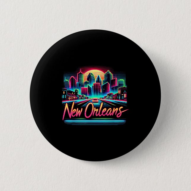 Badge Rond 5 Cm New Orleans Louisiana Shirt La 80s 90s Retro City  (Devant)