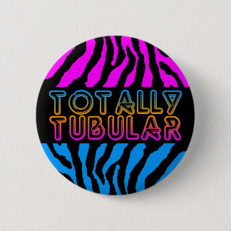 Badge Rond 5 Cm NEW WAVE 80s RETRO TOTALLY TUBULAR TIGER STRIPES
