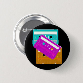 Badge Rond 5 Cm New Wave Retro Vintage 80s Cassette Tapes Pin
