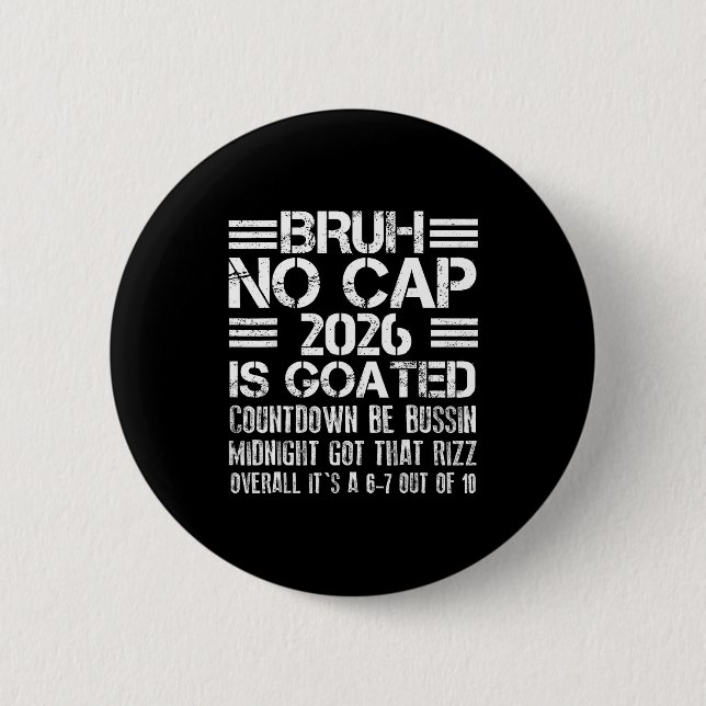 Badge Rond 5 Cm New Year 2026 Bruh No Cap Countdown Bussin Funny R (Devant)