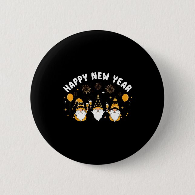 Badge Rond 5 Cm New Year’s Eve Party Happy New Year Gnome Confetti (Devant)