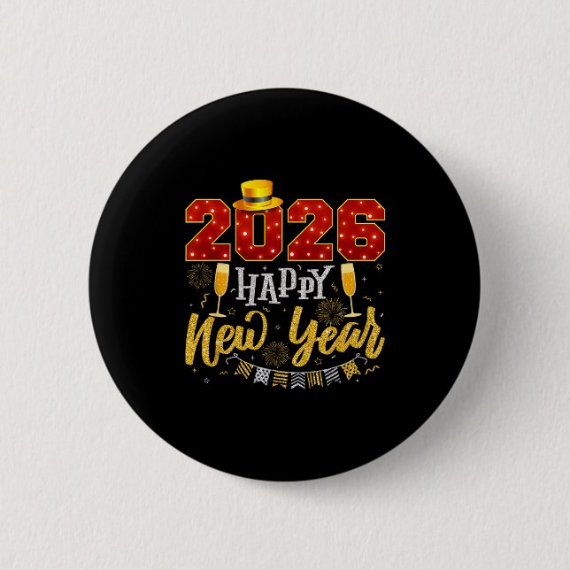 Badge Rond 5 Cm New Years Eve Party 2026 Fireworks Happy New Year  (Devant)